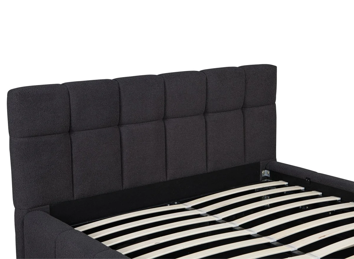 Lit coffre en tissu bouclette gris 160x200 cm MILIE - Image 7