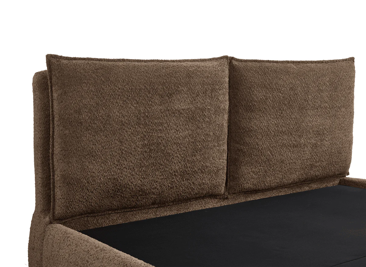 Lit coffre en tissu bouclette marron 180x200 cm MELY - Image 7
