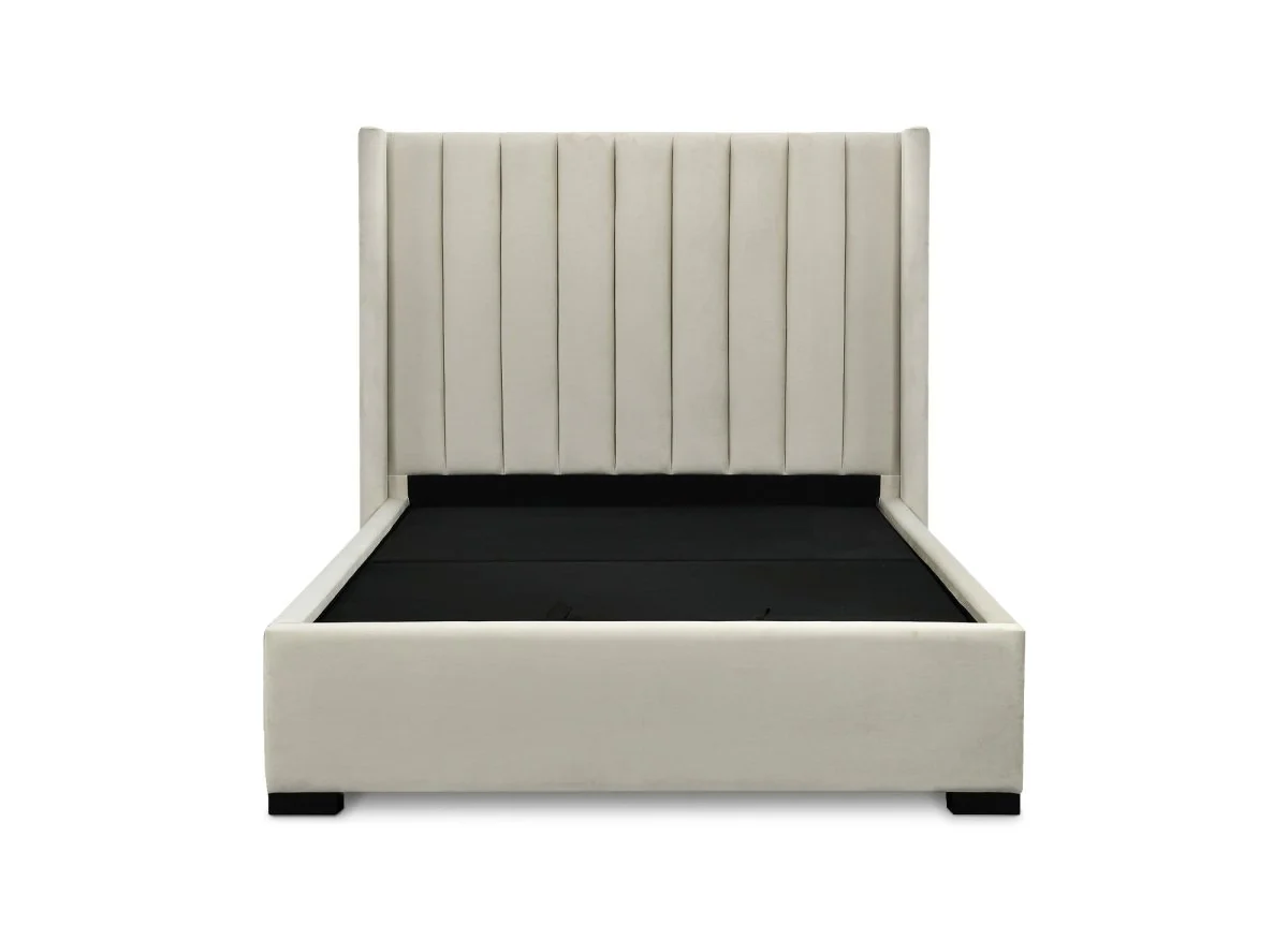 Lit coffre en velours beige 140x190 cm ALENA - Image 6