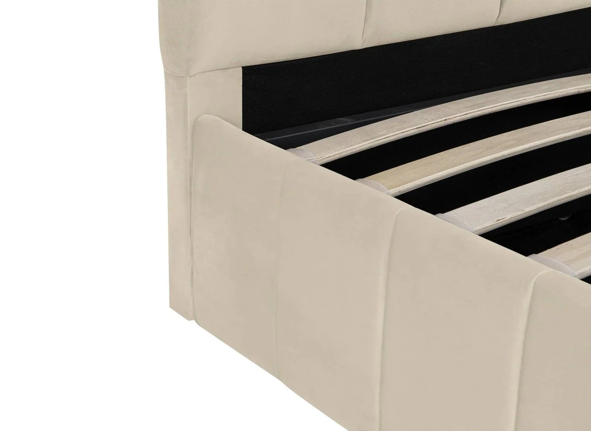 Lit coffre en velours beige 140x190 cm ELVIRA - Image 6