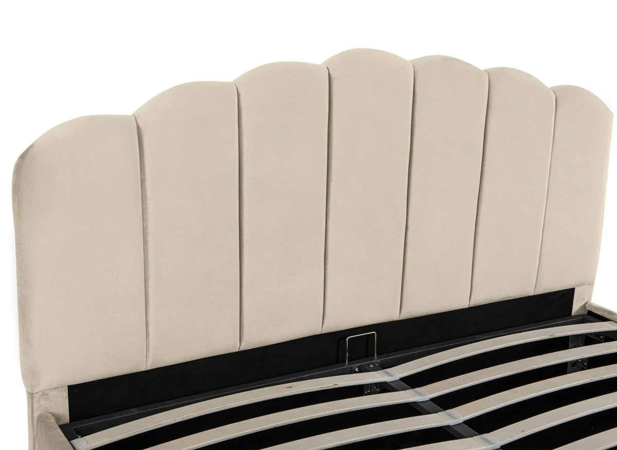 Lit coffre en velours beige 140x190 cm ELVIRA - Image 7