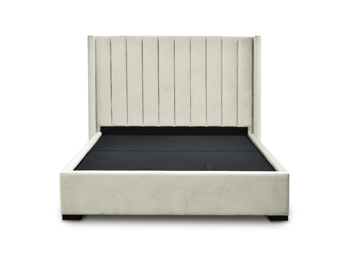 Lit coffre en velours beige 160x200 cm ALENA - Image 6