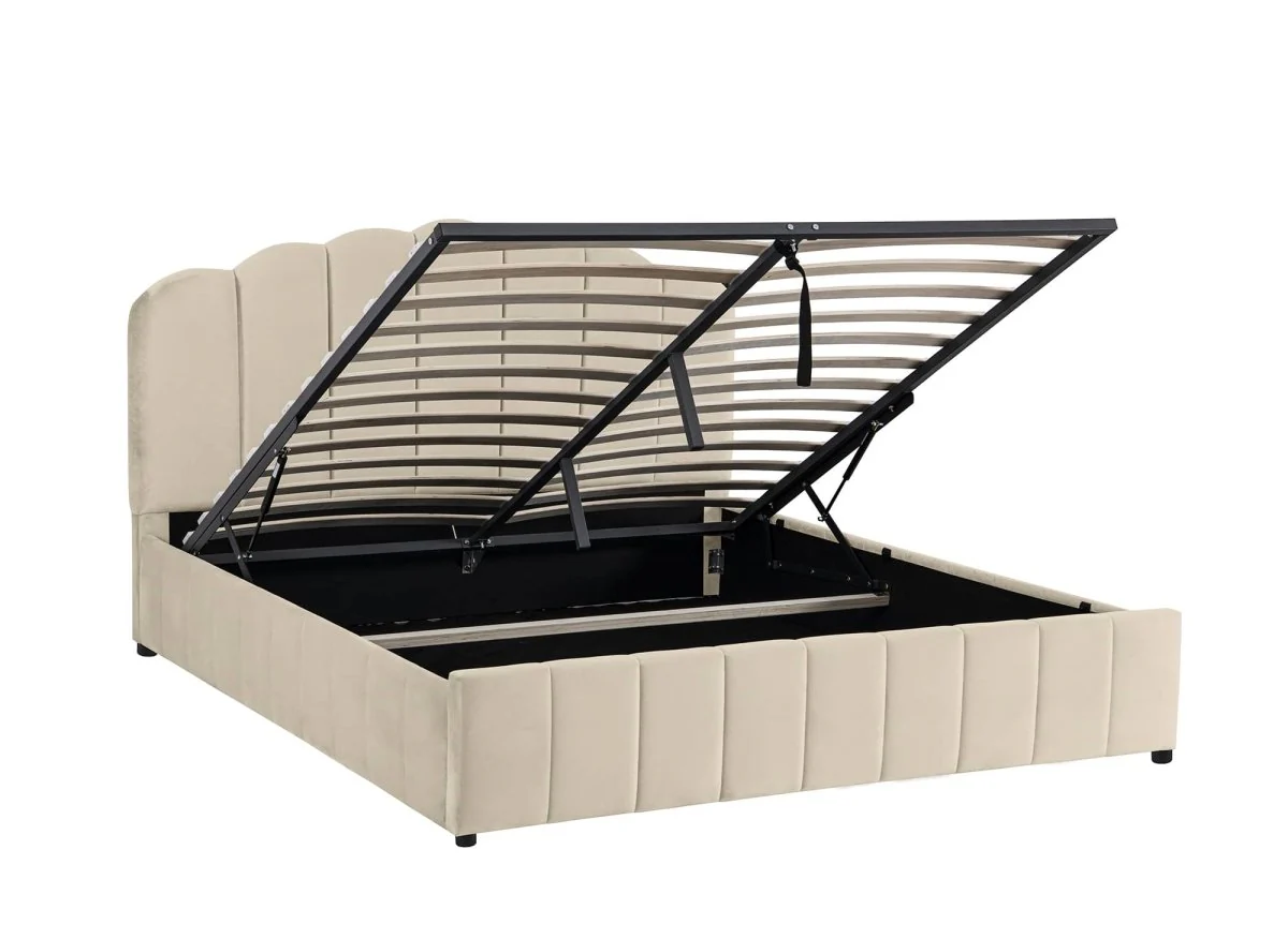 Lit coffre en velours beige 180x200 cm ELVIRA - Image 4