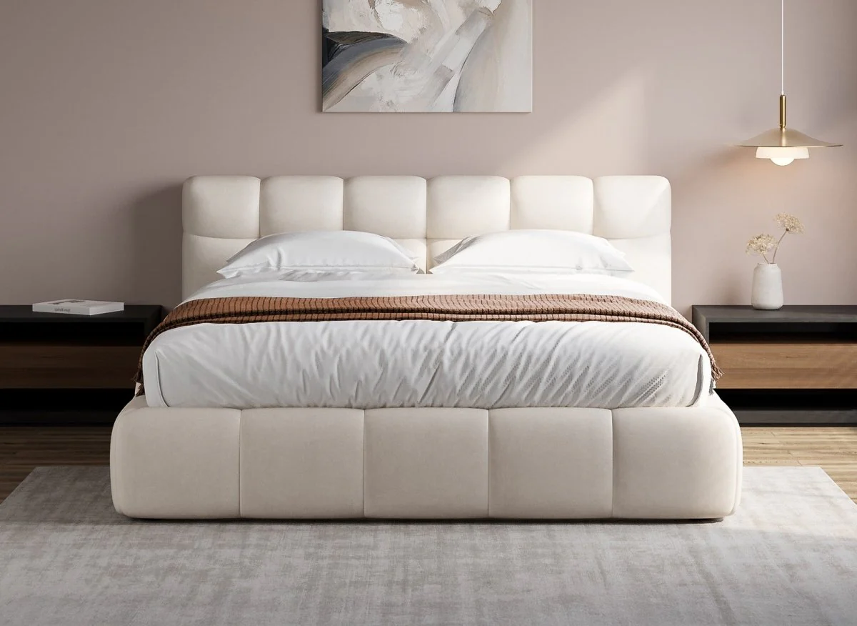 Lit coffre en velours beige 180x200 cm GEORGINA - Image 3