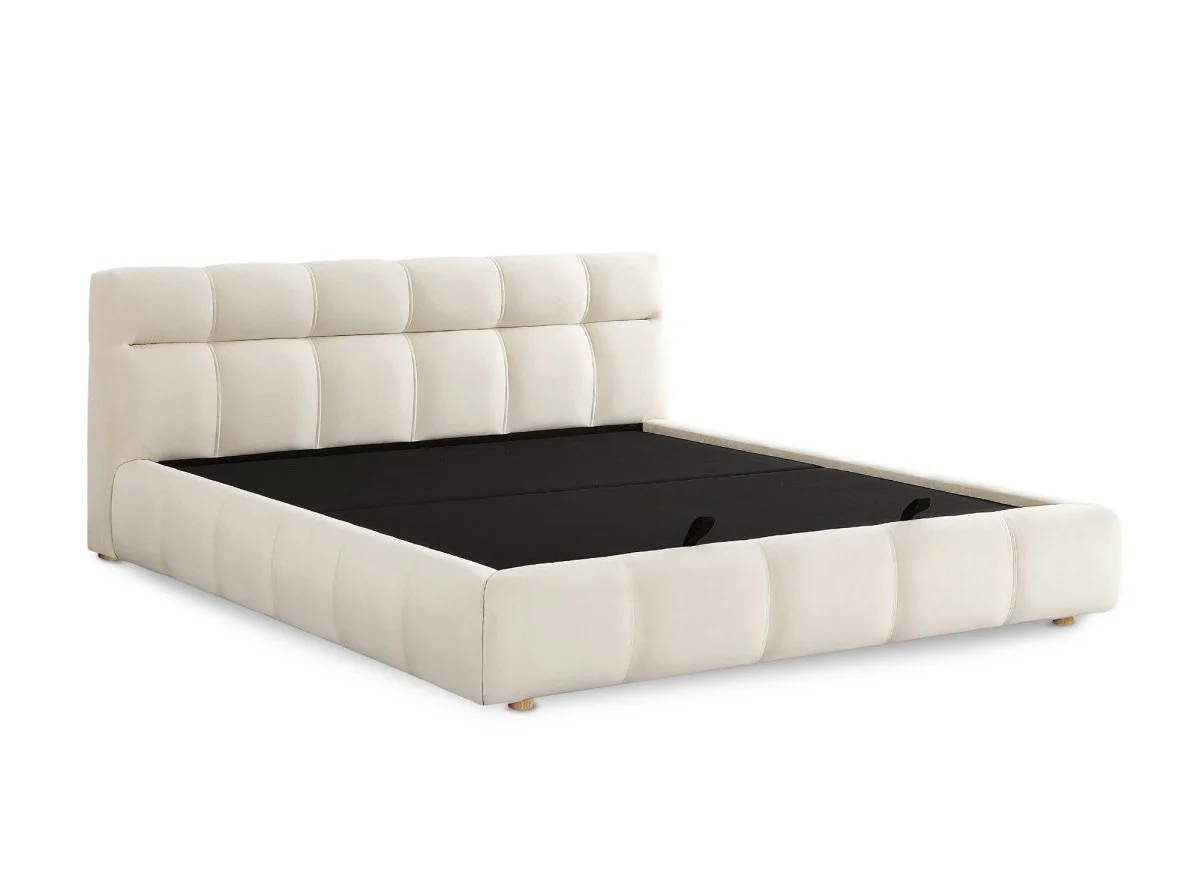 Lit coffre en velours beige 180x200 cm GEORGINA - Image 4