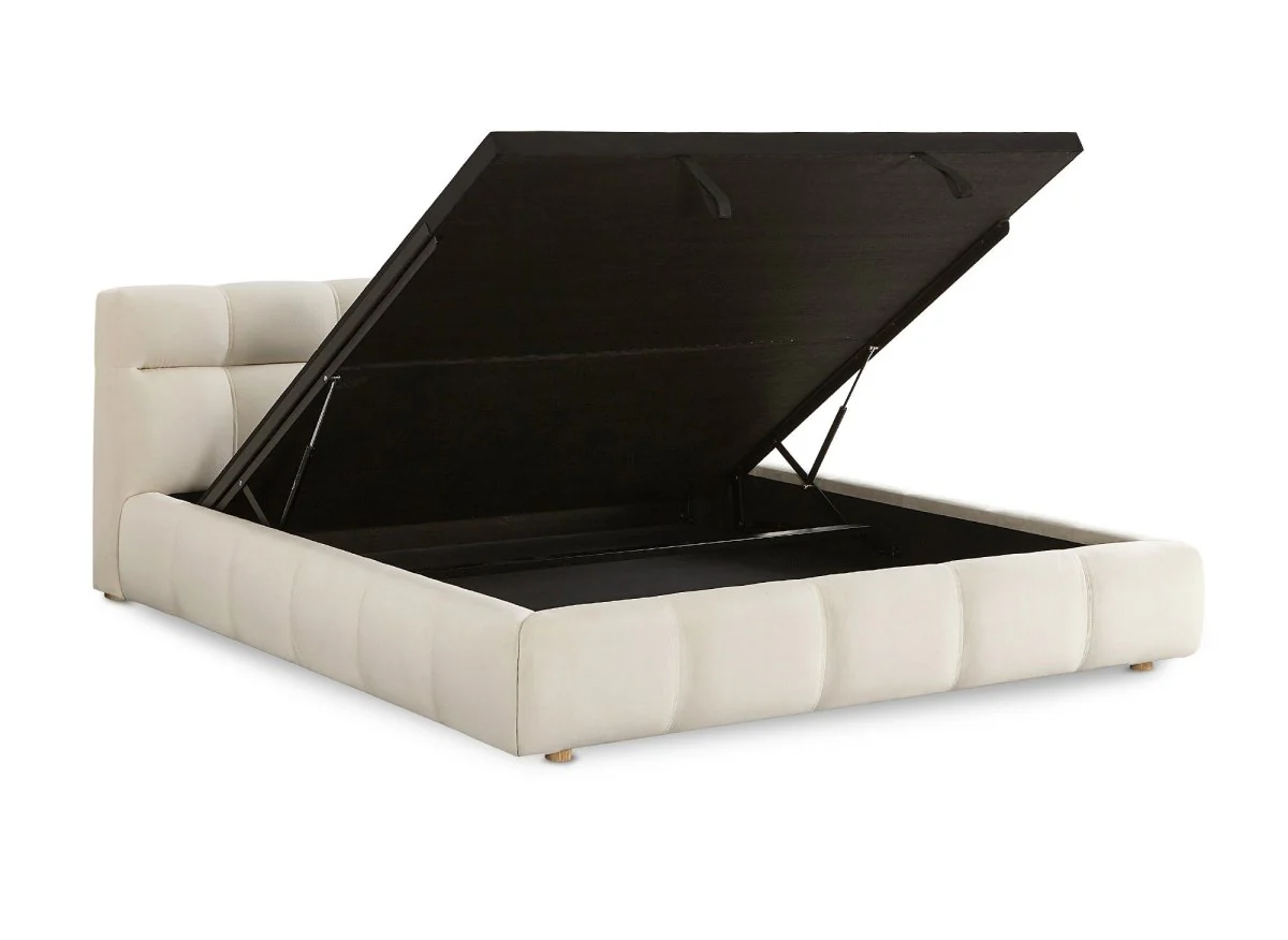 Lit coffre en velours beige 180x200 cm GEORGINA - Image 5