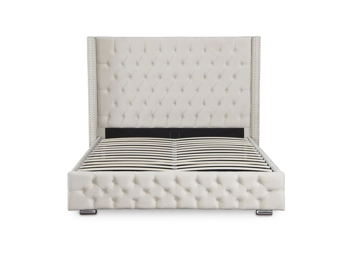Lit coffre en velours beige 180x200 cm MAXI - Image 6