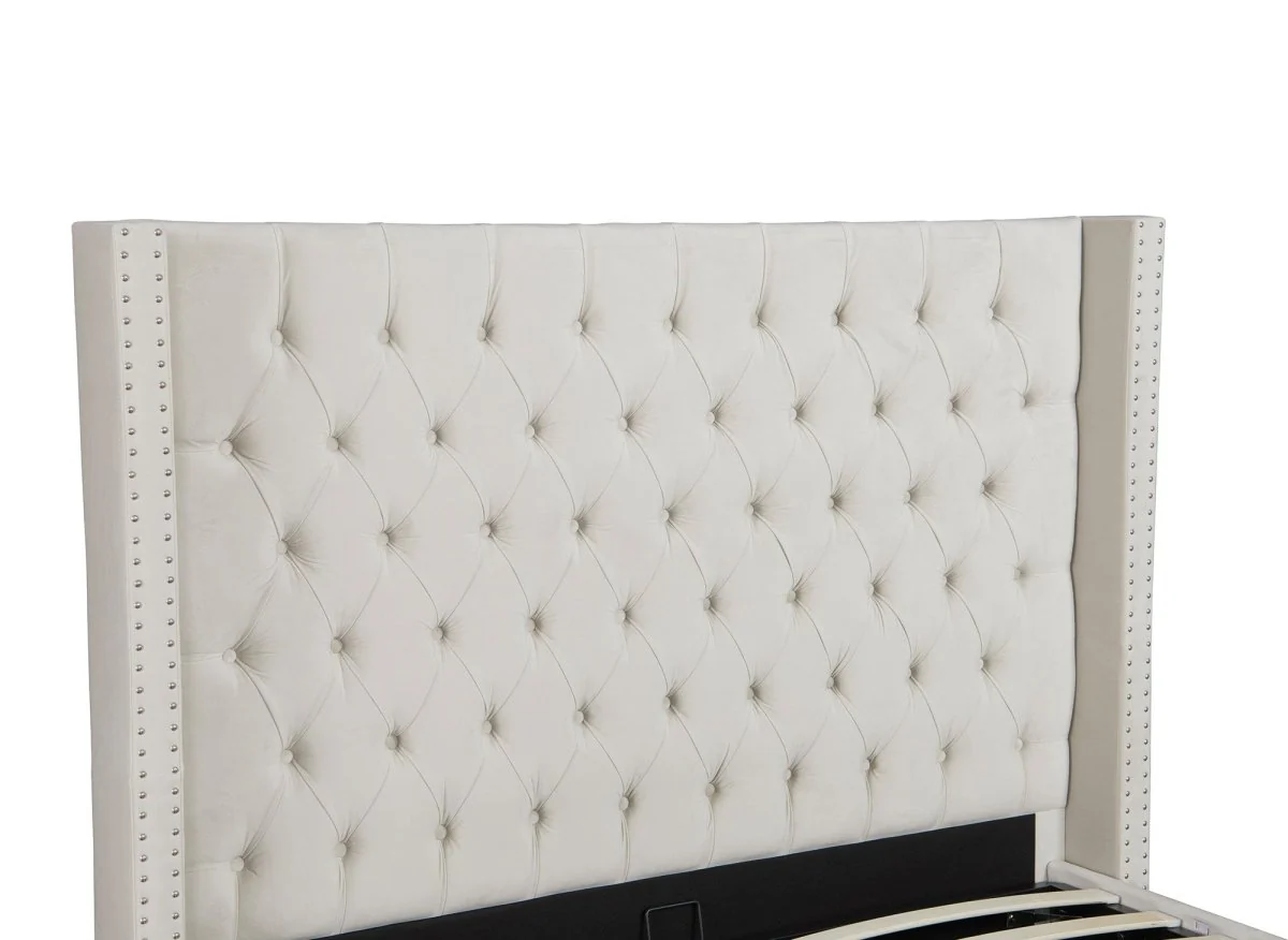 Lit coffre en velours beige 180x200 cm MAXI - Image 7