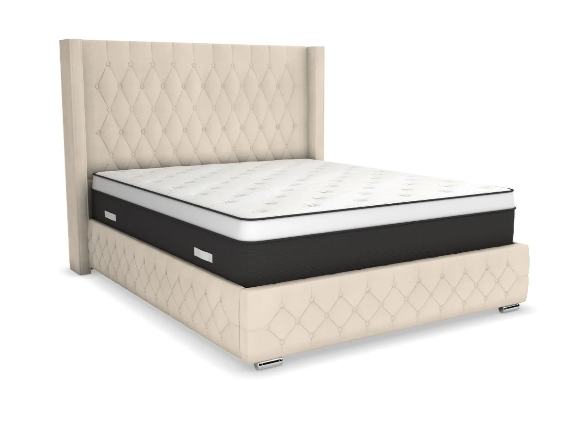 Lit coffre en velours beige 180X200 cm PERLA - Image 6