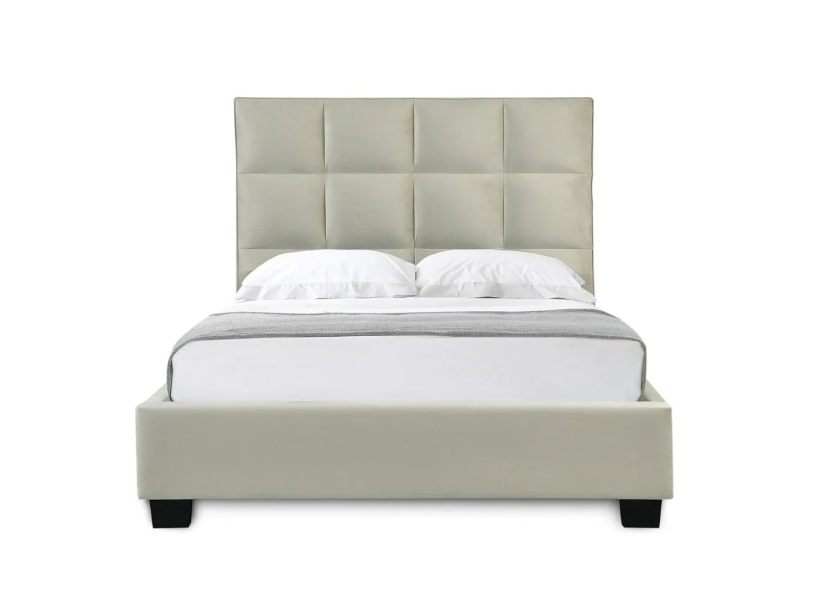 Lit coffre en velours beige design CAROLINE 140 x 190 cm - Image 6