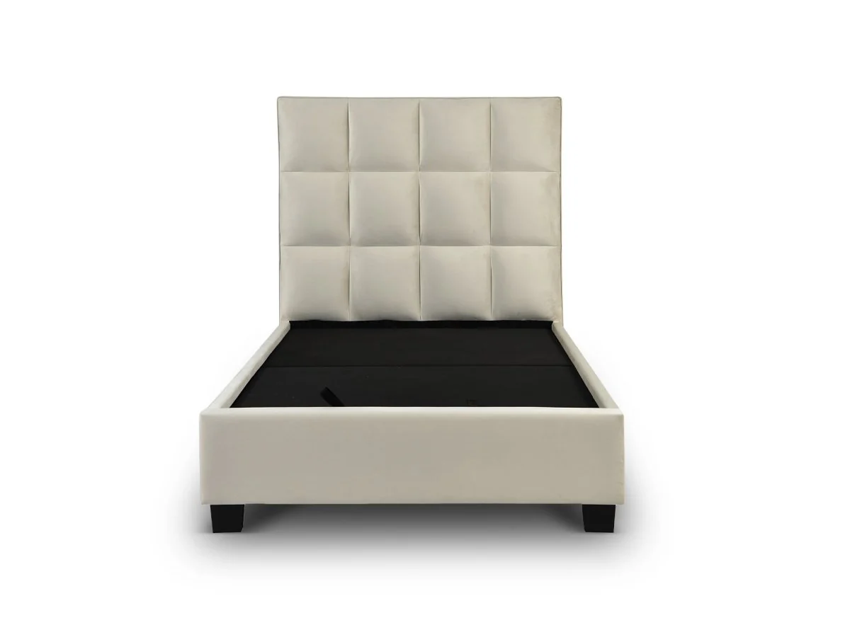 Lit coffre en velours beige design CAROLINE 140 x 190 cm - Image 7