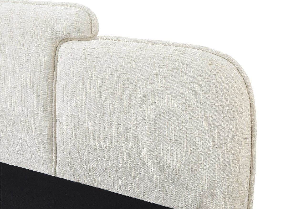 Lit coffre en velours chiné beige 140x190 cm MILENA - Image 7