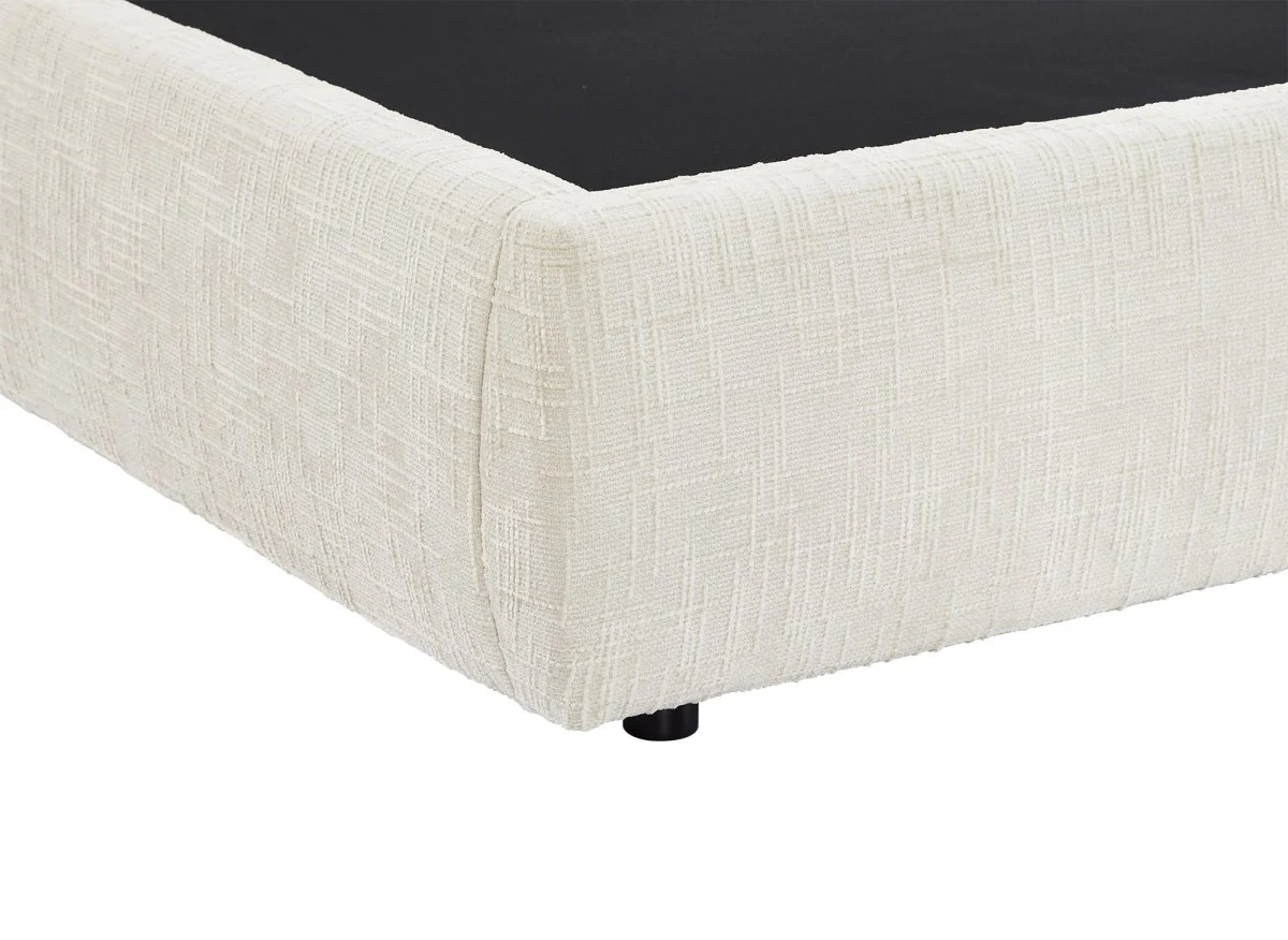 Lit coffre en velours chiné beige 140x190 cm MILENA - Image 9