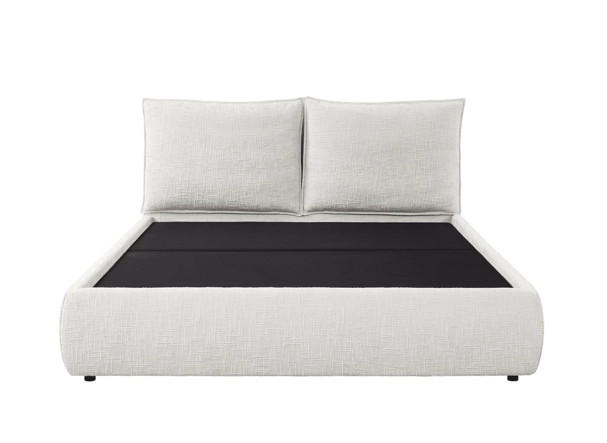 Lit coffre en velours chiné beige 160x200 cm MELY - Image 6