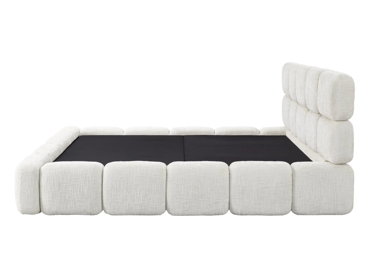 Lit coffre en velours chiné beige 180x200 cm BUBBLE - Image 7