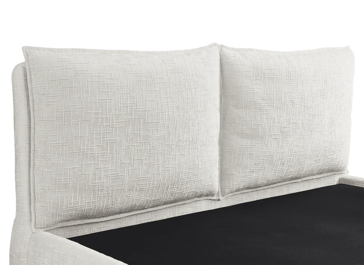 Lit coffre en velours chiné beige 180x200 cm MELY - Image 7