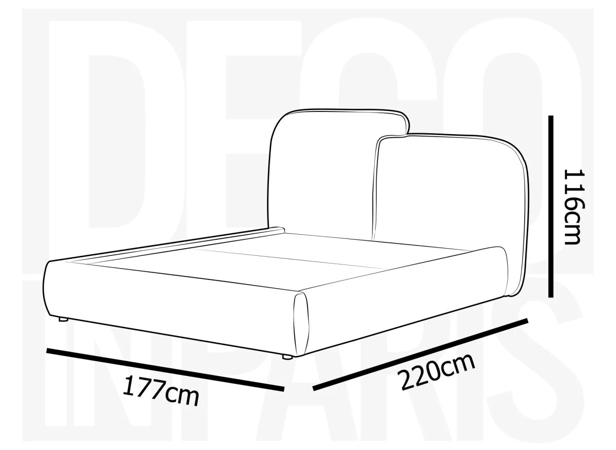 Lit coffre en velours chiné taupe 140x190 cm MILENA - Image 10