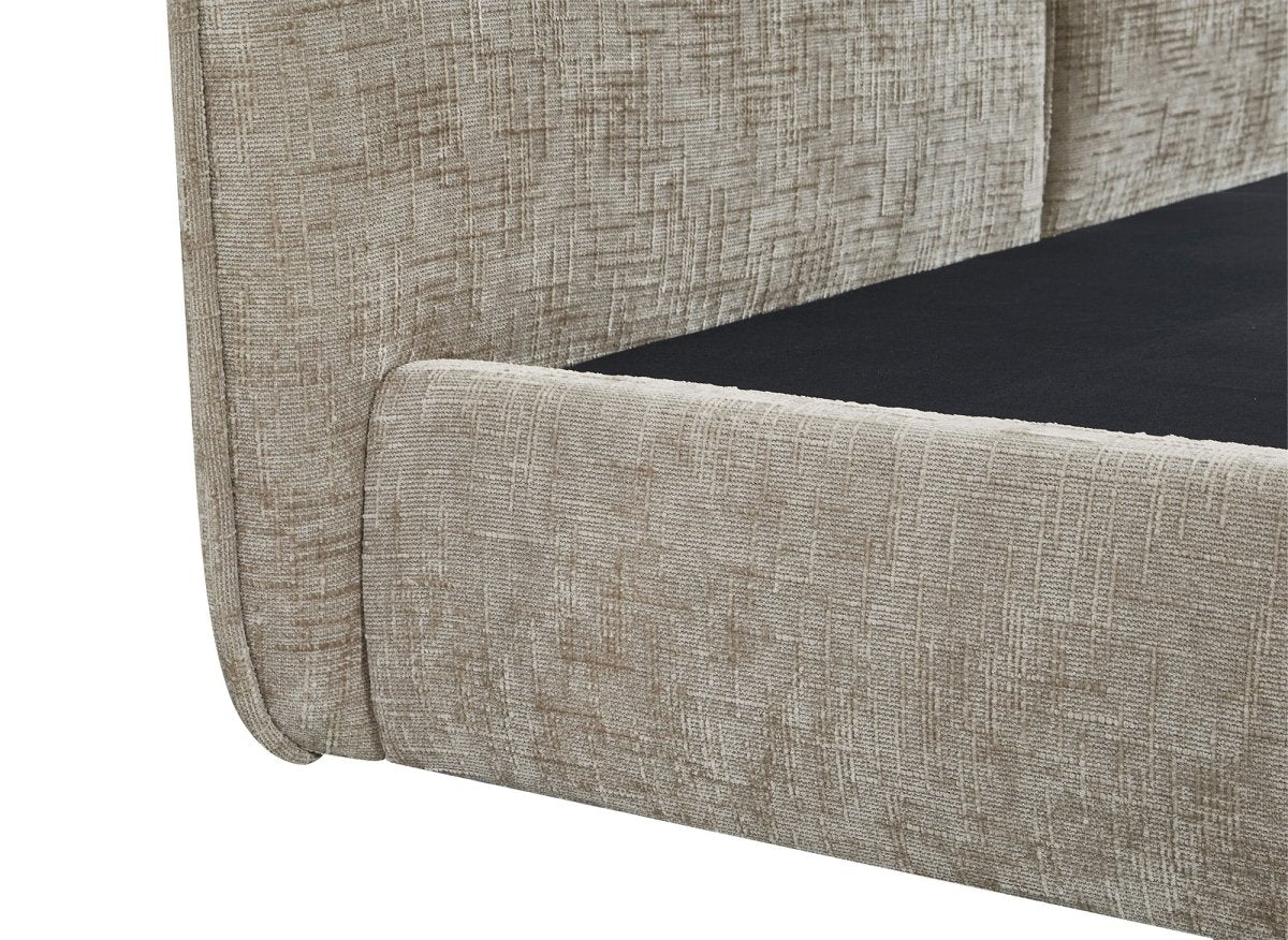 Lit coffre en velours chiné taupe 140x190 cm MILENA - Image 8