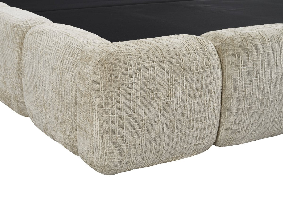 Lit coffre en velours chiné taupe 140x190 cm BUBBLE - Image 8