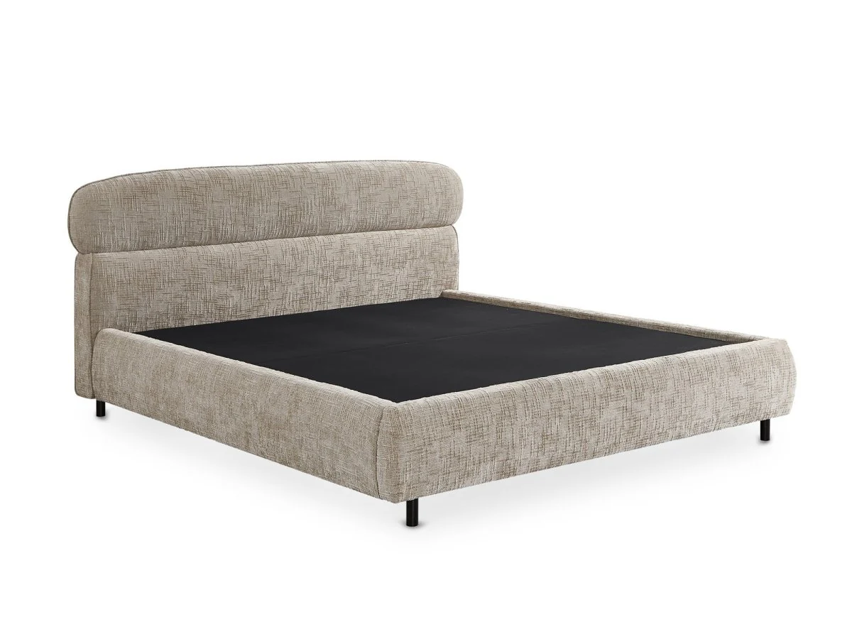 Lit coffre en velours chiné taupe 140x190cm MELO - Image 4