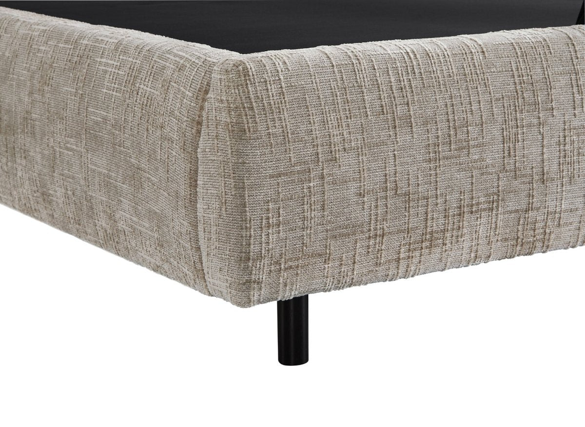Lit coffre en velours chiné taupe 160x200cm MELO - Image 9