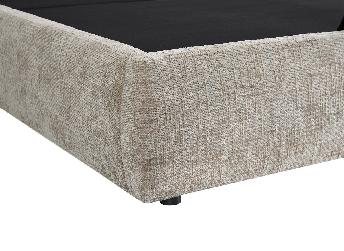 Lit coffre en velours chiné taupe 180x200 cm MILENA - Image 8