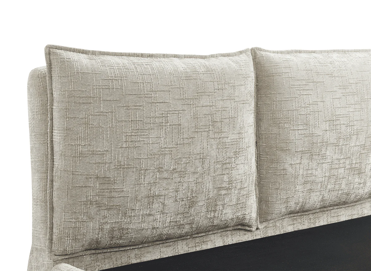 Lit coffre en velours chiné taupe 180x200 cm MELY - Image 7