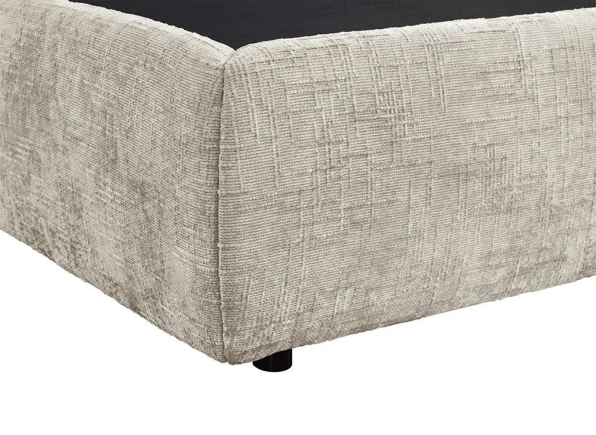 Lit coffre en velours chiné taupe 180x200 cm MELY - Image 8