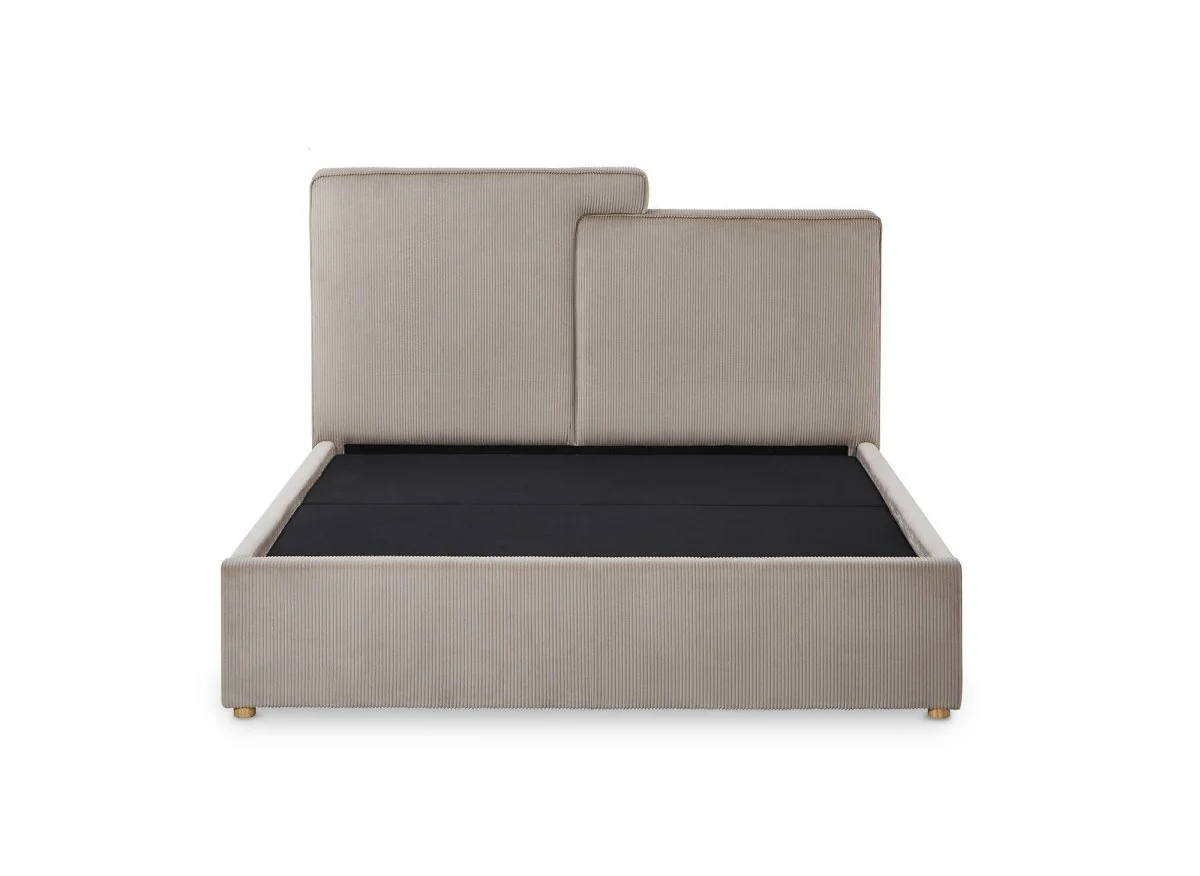 Lit coffre en velours côtelé taupe 140x190 cm ZELIA - Image 6