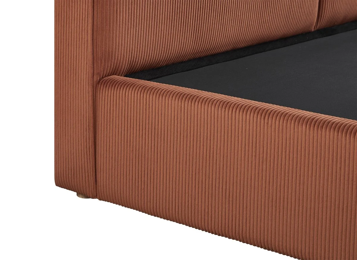 Lit coffre en velours côtelé terracotta 180x200 cm ZELIA - Image 8