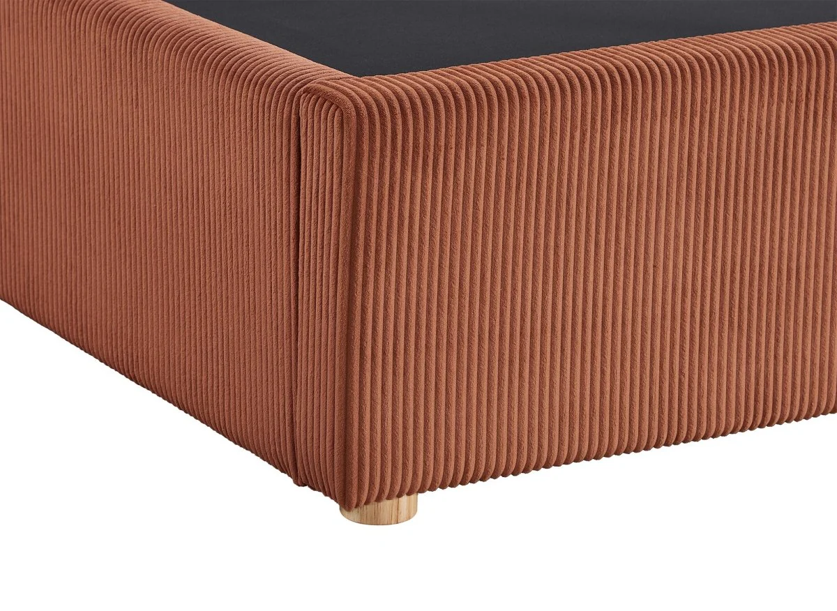 Lit coffre en velours côtelé terracotta 180x200 cm ZELIA - Image 9