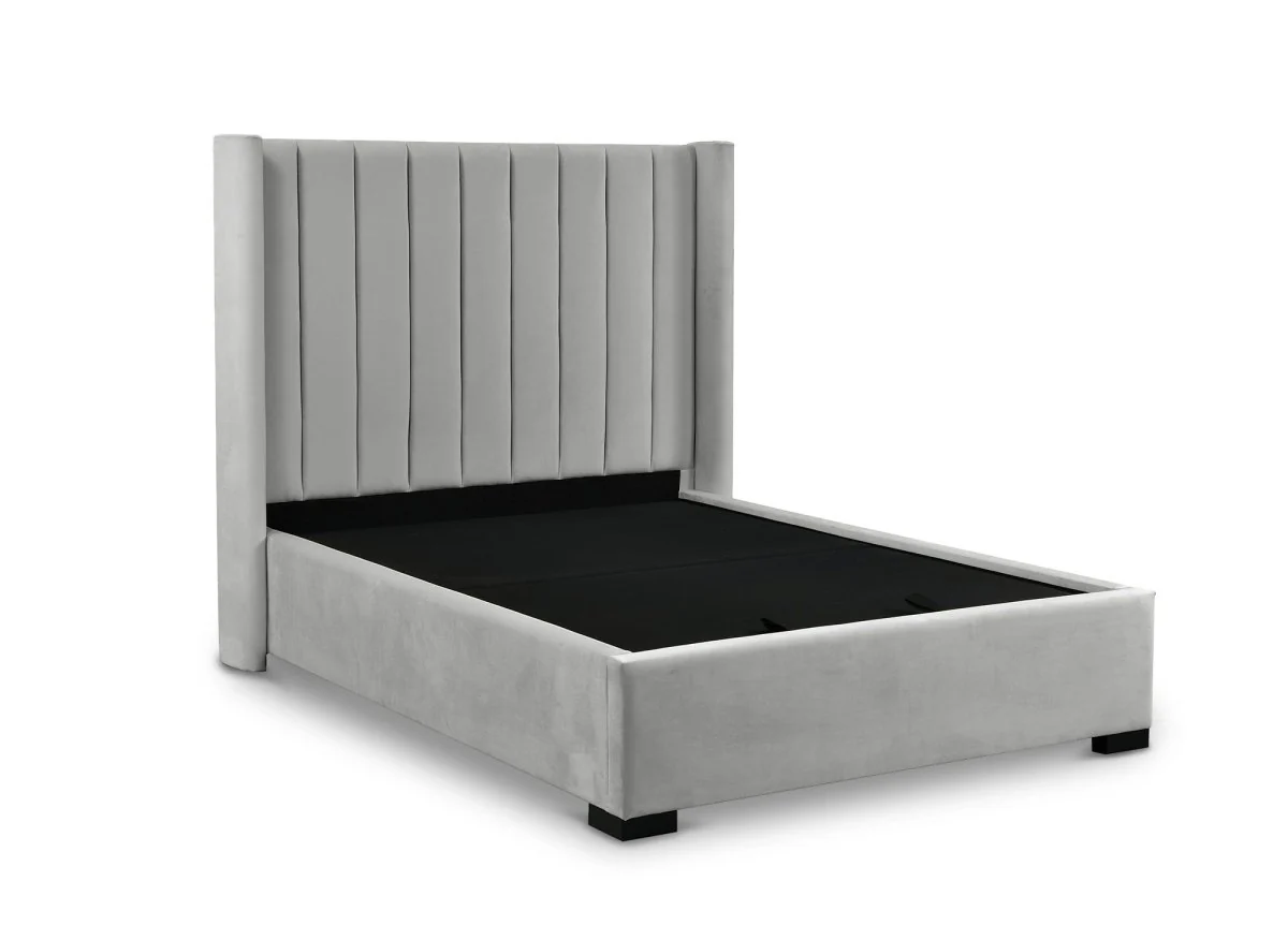 Lit coffre en velours gris 140x190 cm ALENA - Image 5