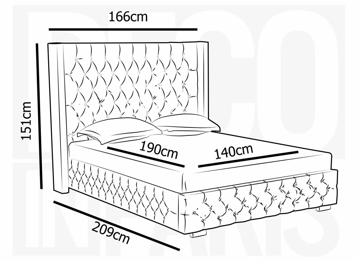Lit coffre en velours gris 140X190 cm PERLA - Image 10