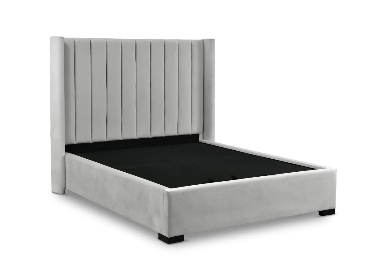 Lit coffre en velours gris 160x200 cm ALENA - Image 5