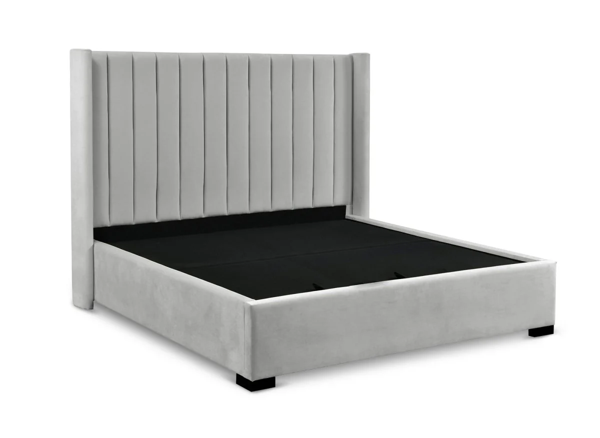 Lit coffre en velours gris 180x200 ALENA - Image 4