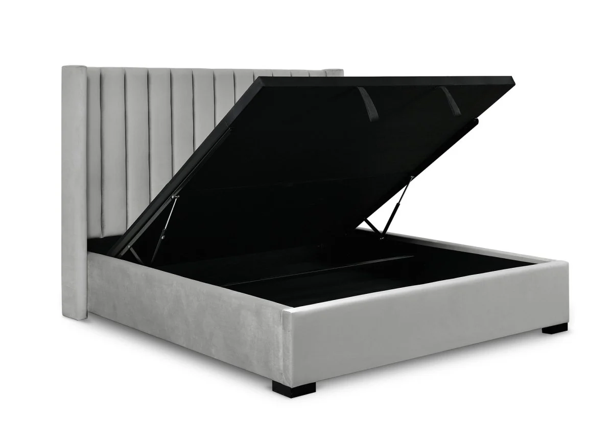 Lit coffre en velours gris 180x200 ALENA - Image 5