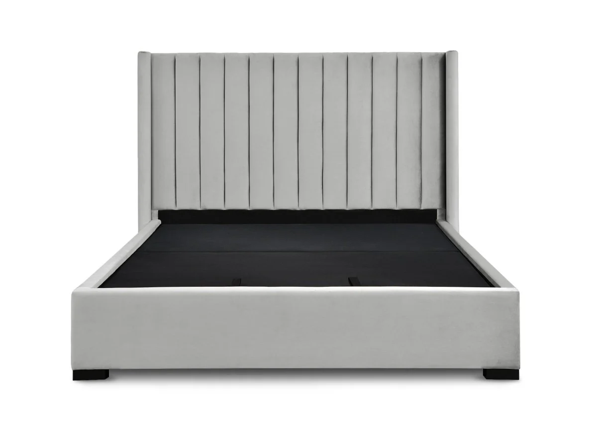 Lit coffre en velours gris 180x200 ALENA - Image 6