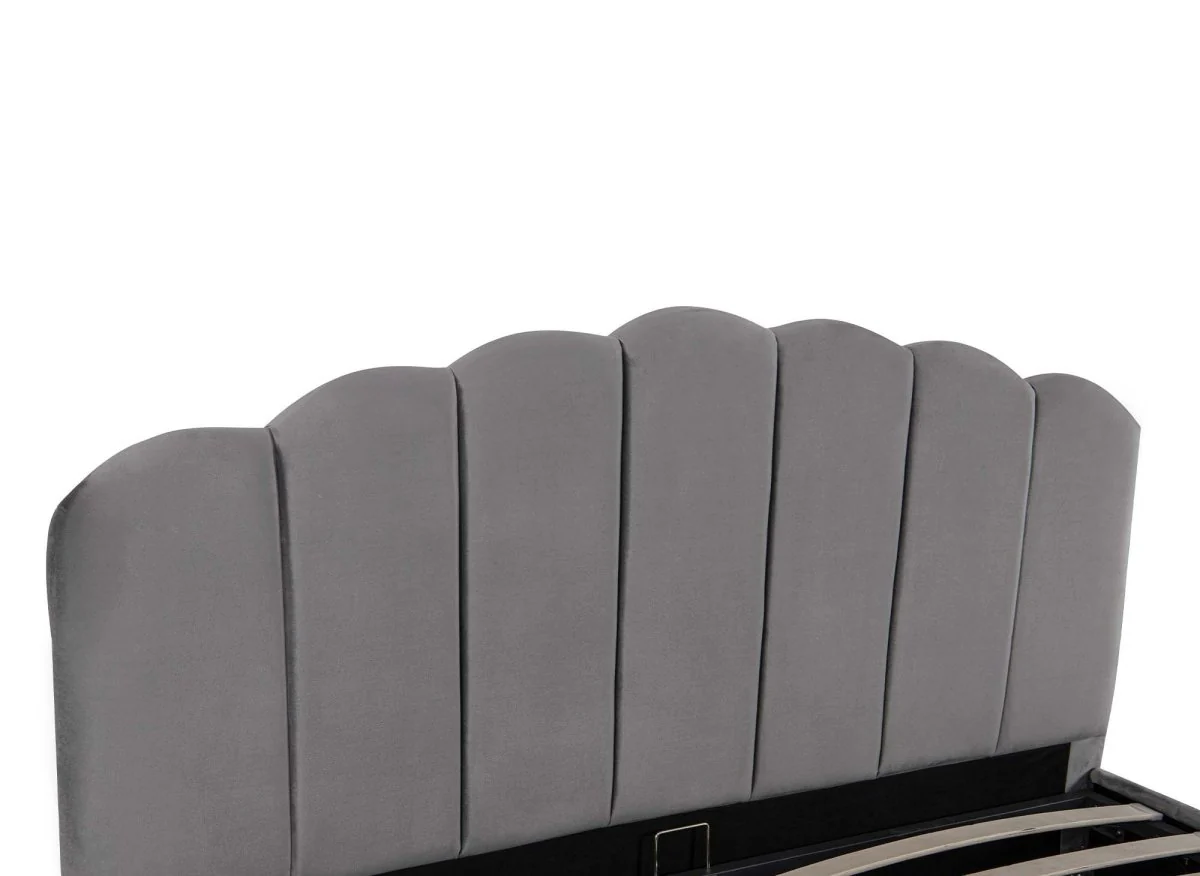 Lit coffre en velours gris 180x200 cm ELVIRA - Image 8