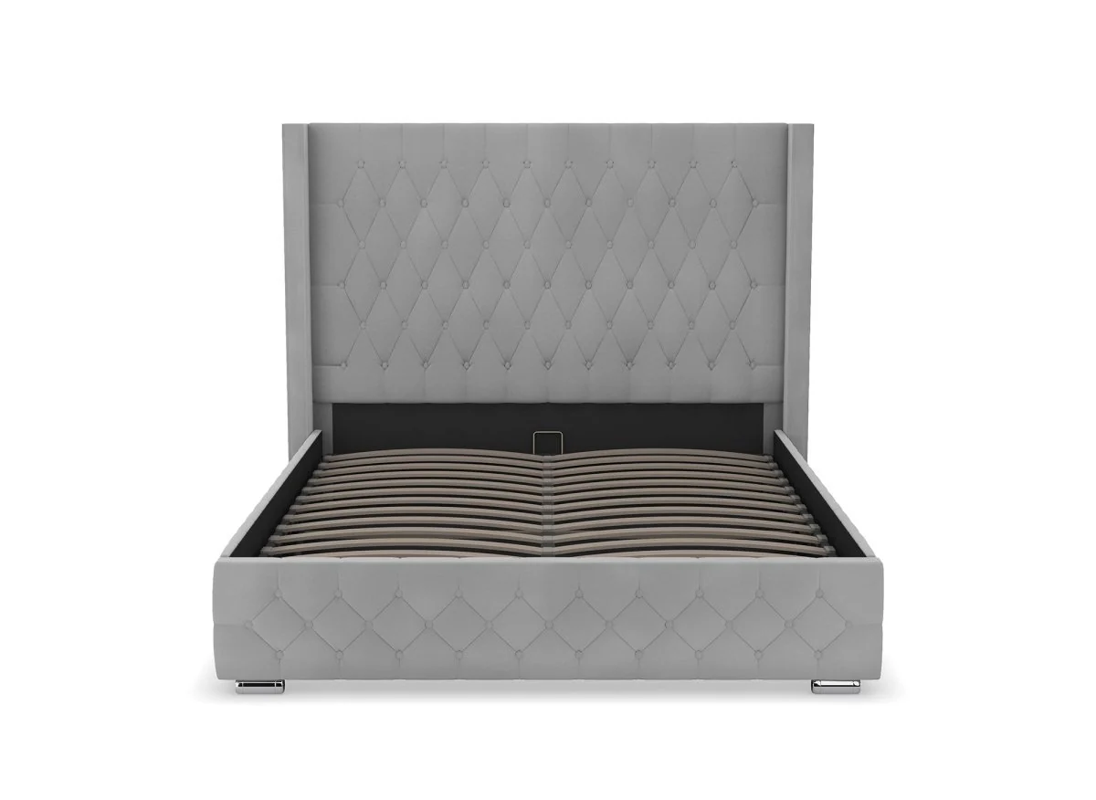 Lit coffre en velours gris 180X200 cm PERLA - Image 7