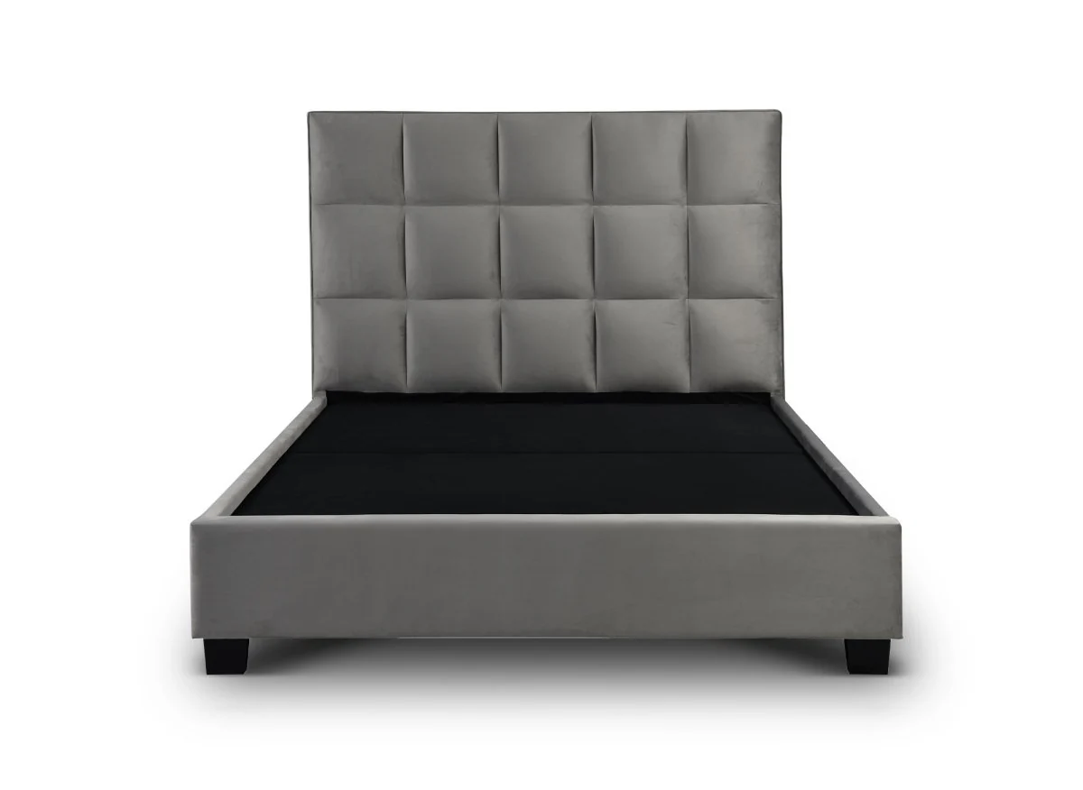 Lit coffre en velours gris design CAROLINE 180 x 200 cm - Image 7