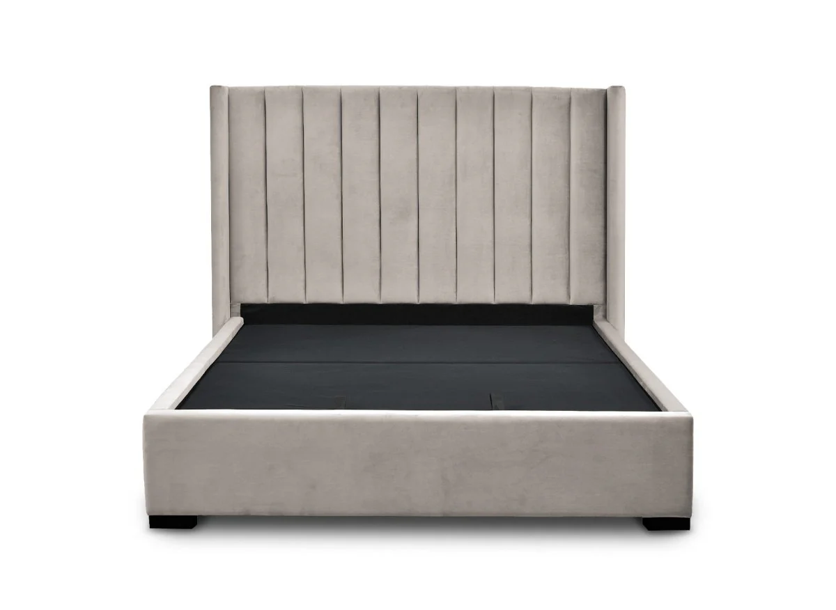 Lit coffre en velours taupe 160x200 cm ALENA - Image 6