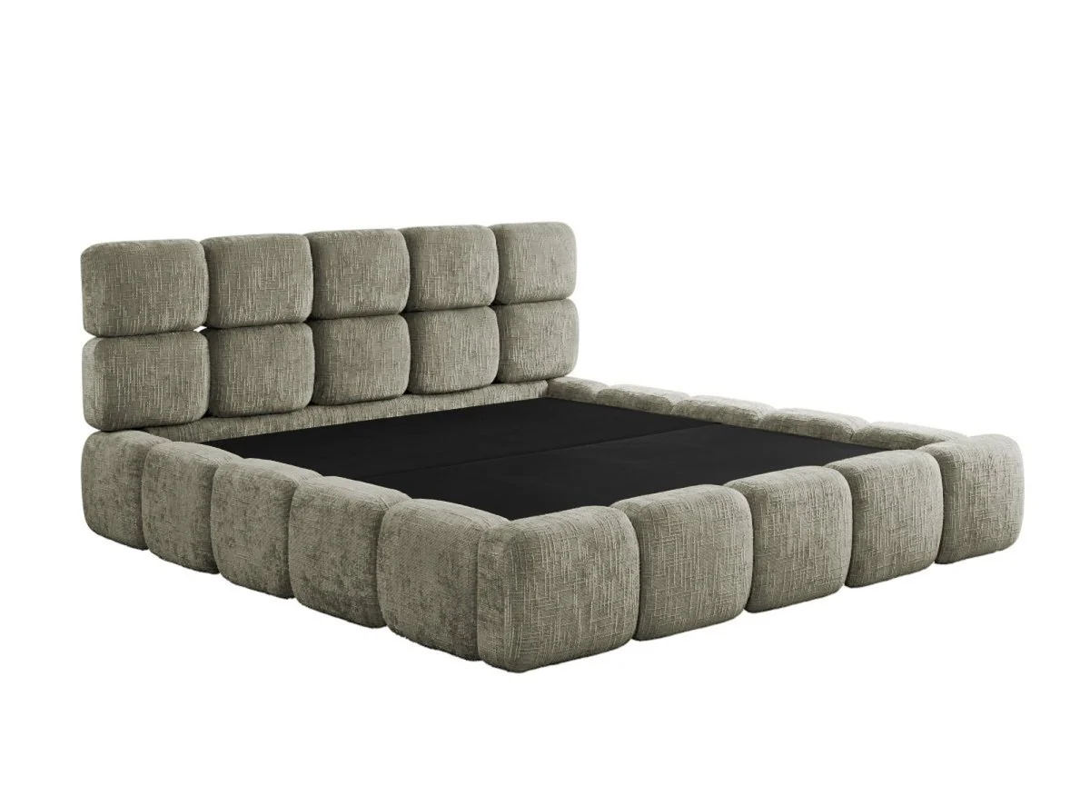 Lit coffre en velours chiné vert olive 180x200 cm BUBBLE - Image 4