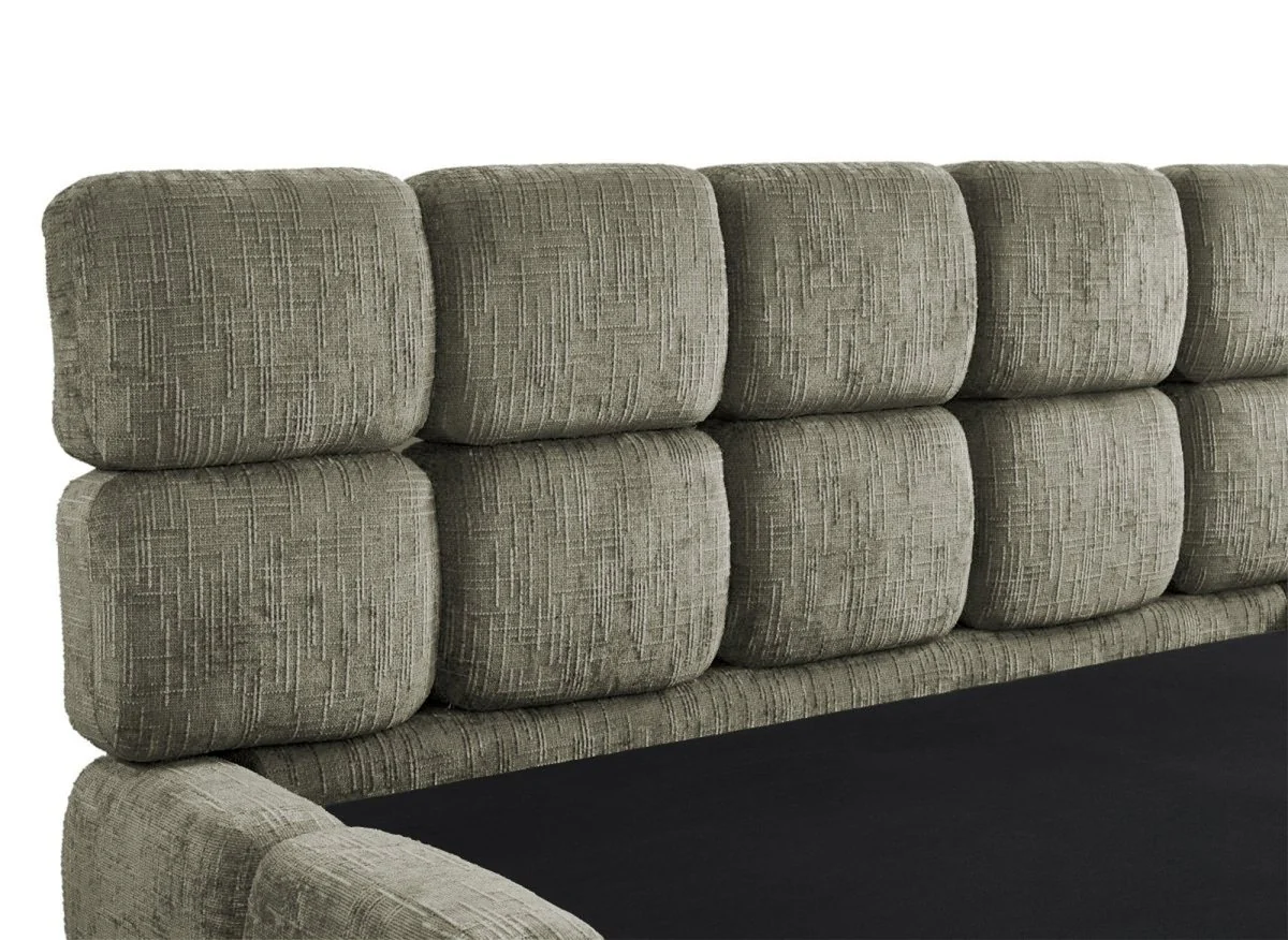 Lit coffre en velours chiné vert olive 180x200 cm BUBBLE - Image 9