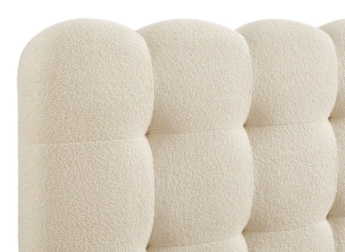 Lit double en tissu bouclette beige 180x200cm BISCUIT - Image 5