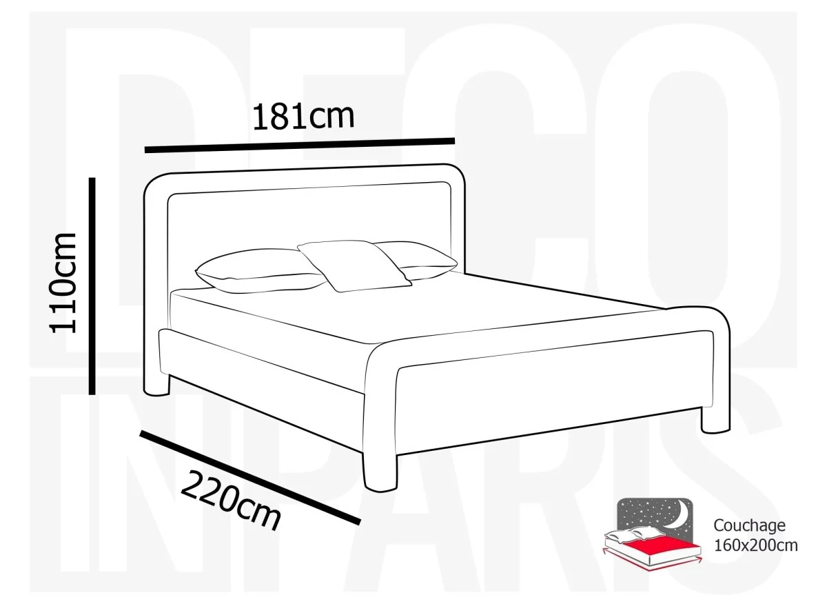Lit double en tissu doux beige 160 x200 cm ANELA - Image 8