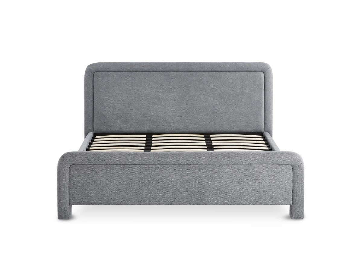 Lit double en tissu doux gris 180 x200 cm ANELA - Image 4