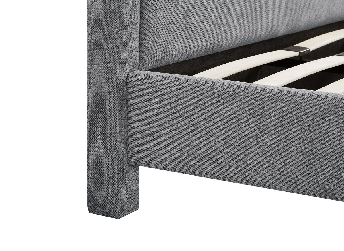 Lit double en tissu doux gris 180 x200 cm ANELA - Image 6