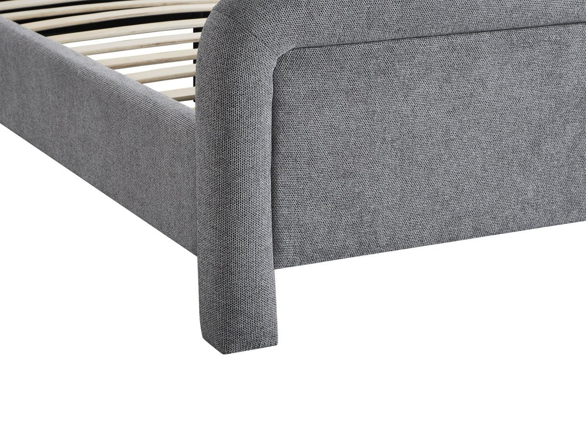 Lit double en tissu doux gris 180 x200 cm ANELA - Image 7