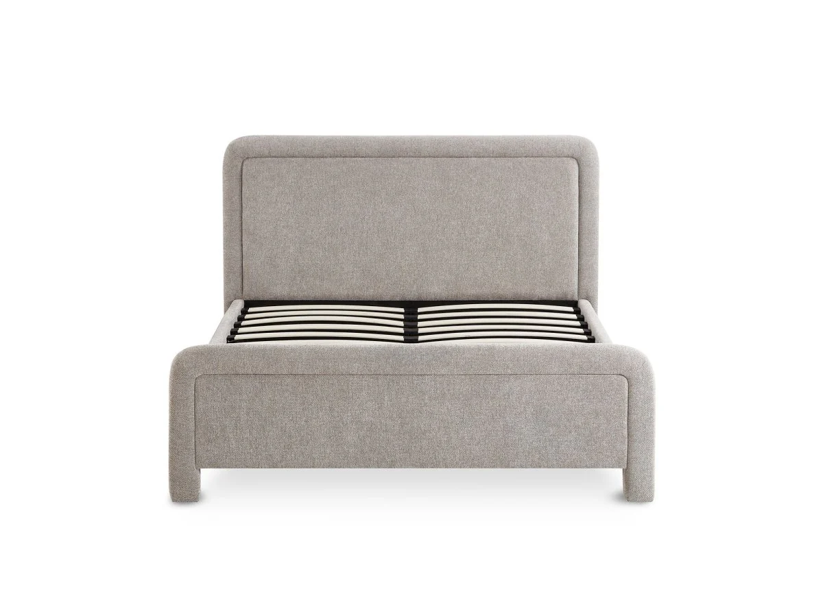 Lit double en tissu doux taupe 140 x190 cm ANELA - Image 4
