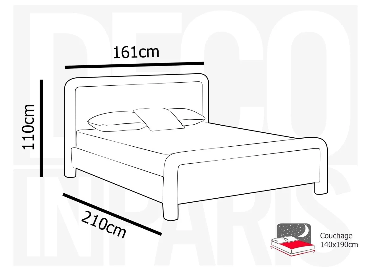 Lit double en tissu doux taupe 140 x190 cm ANELA - Image 8